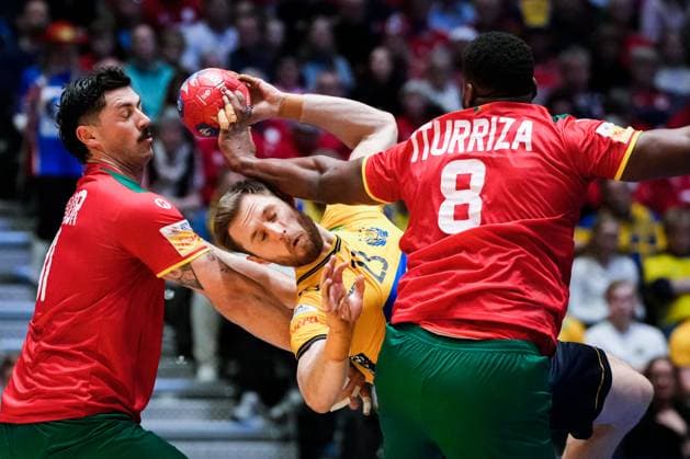 Handball World Championship 2025 intermediate round Sweden Portugal Fornebu 20250122 Sweden s Albin Lagergren during the World Championship handball match between Sweden and Portugal in Unity Arena Photo Beate Oma Dahle NTB Fornebu Norway EDITORIAL USE ONLY RESTRICTED USE FOR BETTING COMPANIES  Copyright: xBeatexOmaxDahlex xNTBx