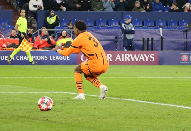 22 01 2025, xgrfx, Football UEFA Champions League, Shakhtar Donetsk Stade Brest emspor, v l Tor, Kevin Shakhtar Donetsk DFL DFB REGULATIONS PROHIBIT ANY USE OF PHOTOGRAPHS as IMAGE SEQUENCES and or QUASI VIDEO Gelsenkirchen