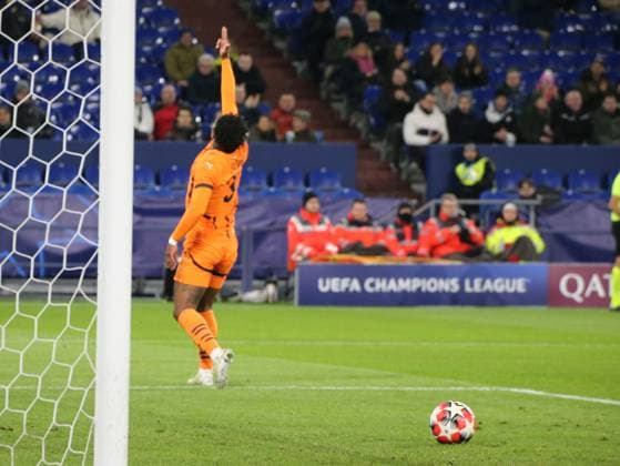 22 01 2025, xgrfx, Football UEFA Champions League, Shakhtar Donetsk Stade Brest emspor, v l Tor, Kevin Shakhtar Donetsk DFL DFB REGULATIONS PROHIBIT ANY USE OF PHOTOGRAPHS as IMAGE SEQUENCES and or QUASI VIDEO Gelsenkirchen