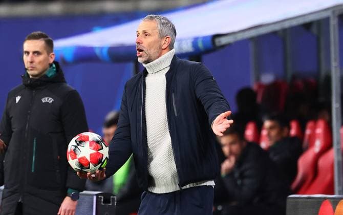 RB Leipzig Sporting Lisbon Champions League Leipzig, 22 01 2025, Red Bull Arena, Football, UEFA Champions League, Matchday 7 , RB Leipzig vs Sporting CP Lisbon , In the picture Coach Marco Rose RB Leipzig , For editorial use only , UEFA regulations prohibit any use of photographs as image sequences and or quasi video , Picture Point