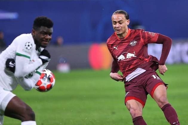 Leipzig, Saxony, Germany, 22 01 2025 Red Bull Arena Champions League RB Leipzig Sporting Lisbon Ousmane Diomande 26, Lisbon and Xavi Simons 10, RBL Copyright: xdtsxNachrichtenagenturx dts_56197