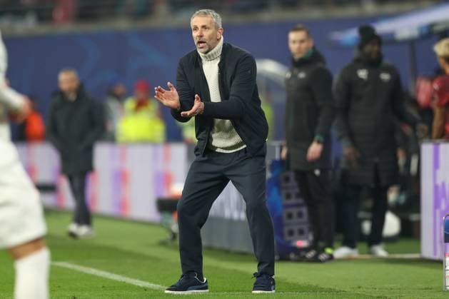 22 01 2025, xtgx, Football, UEFA Champions League, RB Leipzig Sporting Lisbon emspor, v l Marco Rose Leipzig, coach gives instructions, gesticulates with arms, gesticulate, gives instructions DFL DFB REGULATIONS PROHIBIT ANY USE OF PHOTOGRAPHS as IMAGE SEQUENCES and or QUASI VIDEO Leipzig