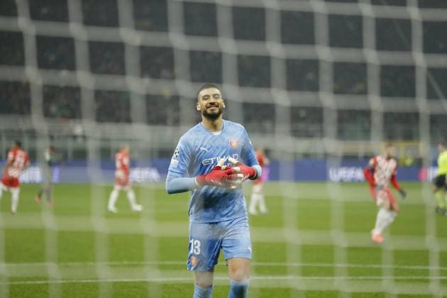 Paulo Gazzaninza of Girona FC during the Uefa Champions League, 2024 25 season, football match between AC Milan and Girona FC on 22 January 2025 at Giuseppe Meazza Stadium, San Siro, Milan, Italy. Photo Nderim Kaceli  Copyright: xNderimxKaceli IPAxSportx xipa-agency.netx xx IPA_53225827 IPA_Agency_IPA53225827