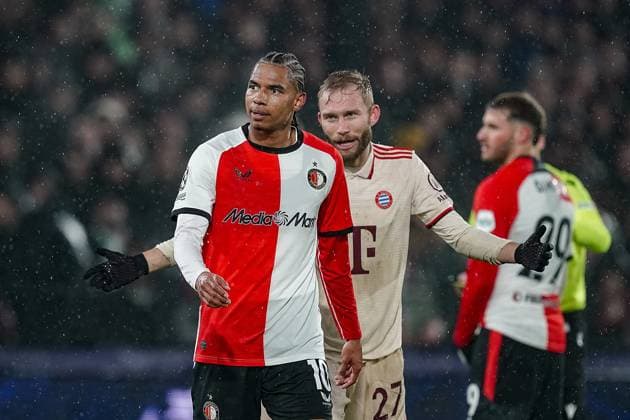 ROTTERDAM, 22-01-2025, Stadium Feijenoord de Kuip, season 2024 2025 , Uefa Champions League. Match between Feyenoord - Bayern Munchen Feyenoord player Calvin Stengs Feyenoord - Bayern Munchen  x27513950x Copyright: