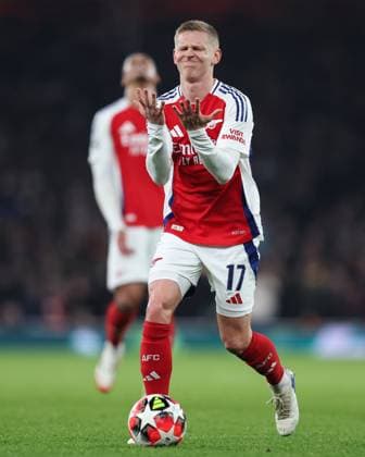 Arsenal gegen Dinamo Zagreb 22. Januar 2025, London Champions League Fußball Arsenal gegen GNK Dinamo Zagreb Oleksandr Zinchenko von Arsenal reagiert Foto Charlotte Wilson Abseits London UK  Copyright: xCharlottexWilsonx xOffsidexOffside