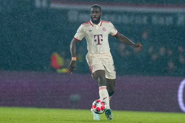 2025-01-22 Feyenoord v FC Bayern Munchen - Champions League - League phase - Matchday 7 ROTTERDAM, NETHERLANDS - JANUARY 22: Dayot Upamecano of Bayern Munchen runs with the ball during the Champions League - League phase - Matchday 7 match between Feyenoord and FC Bayern Munchen at Stadion Feijenoord on January 22, 2025 in Rotterdam, Netherlands. Rotterdam Stadion Feijenoord Netherlands Content not available for redistribution in The Netherlands directly or indirectly through any third parties. Copyright: xJorisxVerwijstx