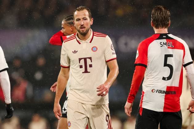 2025-01-22 Feyenoord v FC Bayern Munchen - Champions League - League phase - Matchday 7 ROTTERDAM, NETHERLANDS - JANUARY 22: Harry Kane of Bayern Munchen looks on during the Champions League - League phase - Matchday 7 match between Feyenoord and FC Bayern Munchen at Stadion Feijenoord on January 22, 2025 in Rotterdam, Netherlands. Rotterdam Stadion Feijenoord Netherlands Content not available for redistribution in The Netherlands directly or indirectly through any third parties. Copyright: xHansxvanxderxValkx