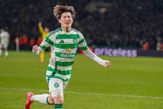 Football UEFA Champions League 2024 2025, matchday 7 Celtic Glasgow vs Young Boys Bern YB Celtic Park Glasgow, Scotland Goal and goal celebration by Kyogo Furuhashi Celtic Glasgow, 8 goals was not given by however Copyright: xJOERANxSTEINSIEKx