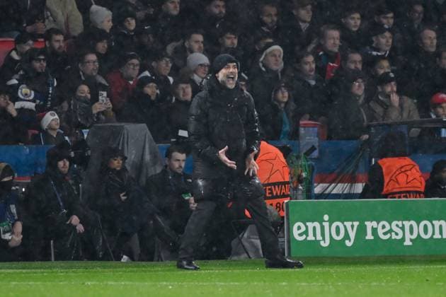 FOOTBALL : PSG vs Manchester City - Ligue des Champions - 22 01 2025 Josep Guardiola ( coach Manchester City ) during the UEFA Champions League match between Paris Saint Germain and Manchester City at Parc Des Princes on January 22, 2025 in Paris, France. ( Photo by Dante Badano PsnewZ ) - ParisFrance  Copyright: xDantexBadanox