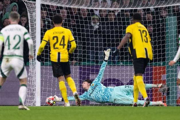 GLASGOW, SCOTLAND JANUARY 22 goalkeeper Marvin Keller of Young Boys in action during the UEFA Champions League 2024 25 League Phase MD7 match between Celtic FC and BSC Young Boys at Celtic Park on January 22, 2025 in Glasgow, Scotland Glasgow Celtic Park Scotland United Kingdom Copyright: xJustPictures.ch RichardxCallisx jp-en-EuSpIm-RMC_1927-20250122