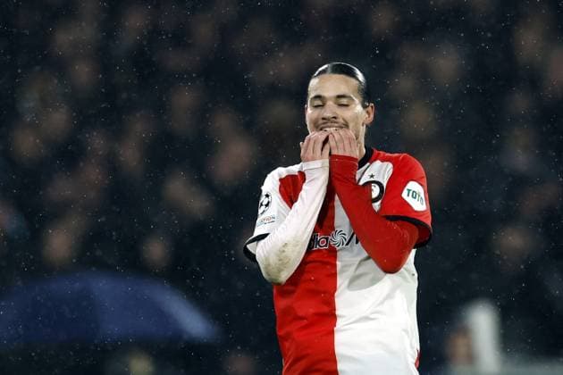 ROTTERDAM - Anis Hadj Moussa of Feyenoord during the UEFA Champions League match between Feyenoord and FC Bayern Munich at Feyenoord Stadium de Kuip on Jan. 22, 2025 in Rotterdam, Netherlands. ANP ROBIN VAN LONKHUIJSEN UEFA Champions League 2024 25 League phase 7 2024 25 xVIxANPxSportx xxANPxIVx 518099876 originalFilename: 518099876.jpg
