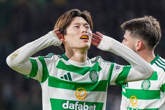 Football UEFA Champions League 2024 2025, Matchday 7 Celtic Glasgow vs Young Boys Bern YB Celtic Park Glasgow, Scotland Goal and goal celebration by Kyogo Furuhashi Celtic Glasgow, 8 Copyright: xJOERANxSTEINSIEKx