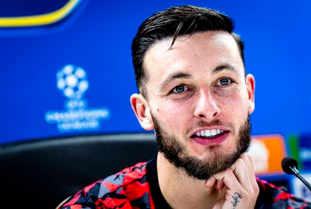 Feyenoord Rotterdam goalkeeper Justin Bijlow during te press conference after the match Feyenoord Bayern Munchen at the Stadium De Kuip for the UEFA Champions League League Phase Matchday 7 season 2024 2025 in ROTTERDAM, Netherlands on 22 january 2025, photo by Marcel van Dorst EYE4images DeFodi Images Defodi 746 209945 Defodi-746