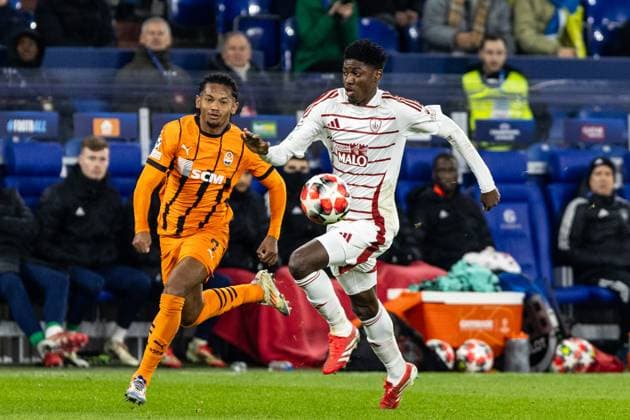 UEFA Champions League FC Shakhtar Donetsk Stade Brest 22 01 2025 Eguinaldo FC Shakhtar Donetsk, 7 , Abdoulaye Ndiaye Stade Brest, 3 UEFA Champions League FC Shakhtar Donetsk Stade Brest Arena AufSchalke, Gelsenkirchen 22 01 2025 Copyright: xBEAUTIFULxSPORTS Buriakovx