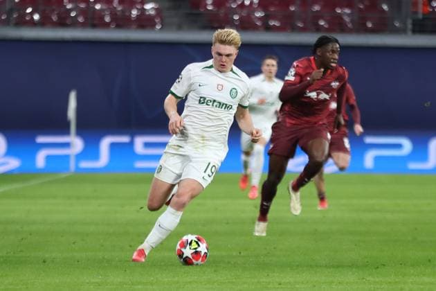 UEFA Champions League RB Leipzig vs Sporting Lisbon, 22 01 25 Conrad Harder 19, Sporting Lisbon Football, UEFA Champions League, Season 2024 2025 RB Leipzig vs Sporting Lisbon on 22 01 25 at the Red Bull Arena, Leipzig Copyright: xBEAUTIFULxSPORTS JanxKaeferx