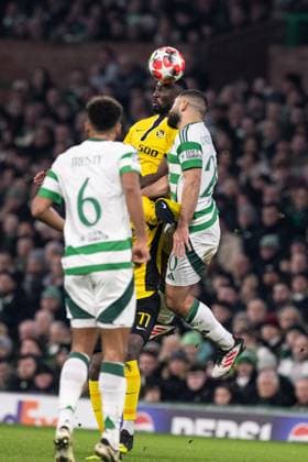 GLASGOW, SCOTLAND JANUARY 22 Silvere Ganvoula of Young Boys C in action during the UEFA Champions League 2024 25 League Phase MD7 match between Celtic FC and BSC Young Boys at Celtic Park on January 22, 2025 in Glasgow, Scotland Glasgow Celtic Park Scotland United Kingdom Copyright: xJustPictures.ch RichardxCallisx jp-en-EuSpIm-RMC_2026-20250122