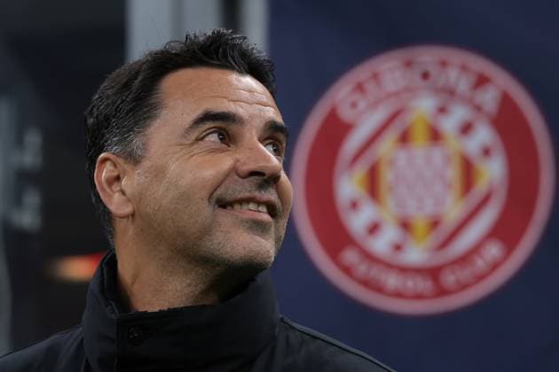 Milan, Italy, 22nd January 2025. Michel Head coach of Girona FC reacts as he looks on prior to kick off in the UEFA Champions League match at Giuseppe Meazza, Milan. Picture credit should read: Jonathan Moscrop Sportimage EDITORIAL USE ONLY. No use with unauthorised audio, video, data, fixture lists, club league logos or live services. Online in-match use limited to 120 images, no video emulation. No use in betting, games or single club league player publications. SPI_069_JM_MILAN_GIRONA_UCL SPI-3619-0041