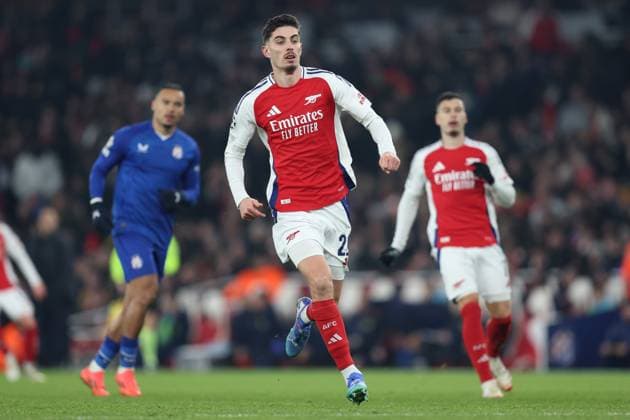 Arsenal gegen Dinamo Zagreb 22. Januar 2025, London Champions League Fußball Arsenal gegen GNK Dinamo Zagreb Kai Havertz von Arsenal Foto Charlotte Wilson Abseits London UK  Copyright: xCharlottexWilsonx xOffsidexOffside