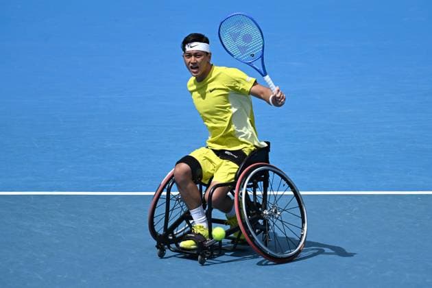TENNIS AUSTRALIAN OPEN, Tokito Oda of Japan during his men?s singles wheelchair semi-final match against Martin De la Puente of Spain during the 2025 Australian Open at Melbourne Park in Melbourne, Thursday, January 23, 2025. ( NO ARCHIVING, EDITORIAL USE ONLY, NO USE IN BOOKS WITHOUT CONSENT MELBOURNE VICTORIA AUSTRALIA  Copyright: xJAMESxROSSx 20250123153550836606