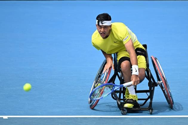 TENNIS AUSTRALIAN OPEN, Tokito Oda of Japan during his men?s singles wheelchair semi-final match against Martin De la Puente of Spain during the 2025 Australian Open at Melbourne Park in Melbourne, Thursday, January 23, 2025. ( NO ARCHIVING, EDITORIAL USE ONLY, NO USE IN BOOKS WITHOUT CONSENT MELBOURNE VICTORIA AUSTRALIA  Copyright: xJAMESxROSSx 20250123159337736277