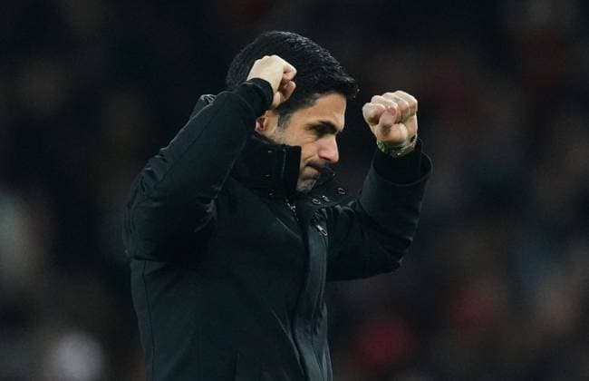 Arsenal manager Mikel Arteta celebrates the opening goal Arsenal v Dinamo Zagreb, UEFA Champions League, Group Stage, Football, Emirates Stadium, London, UK - 22 Jan 2025 EDITORIAL USE ONLY No use with unauthorised audio, video, data, fixture lists, club league logos or live services. Online in-match use limited to 120 images, no video emulation. No use in betting, games or single club league player publications. Copyright: xJavierxGarcia Shutterstockx 15108893ad