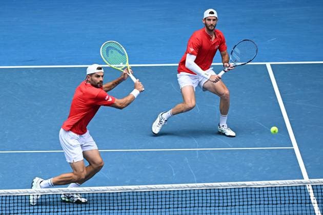 TENNIS AUSTRALIAN OPEN, Andrea Vavassori (right) and Simone Bolelli of Italy during thier men?s doubles semi-final match against Andre Goransson of Sweden and Sem Verbeek of the Netherlands, during the 2025 Australian Open at Melbourne Park in Melbourne, Thursday, January 23, 2025. ( NO ARCHIVING, EDITORIAL USE ONLY, NO USE IN BOOKS WITHOUT CONSENT MELBOURNE VICTORIA AUSTRALIA  Copyright: xJAMESxROSSx 20250123138388504141