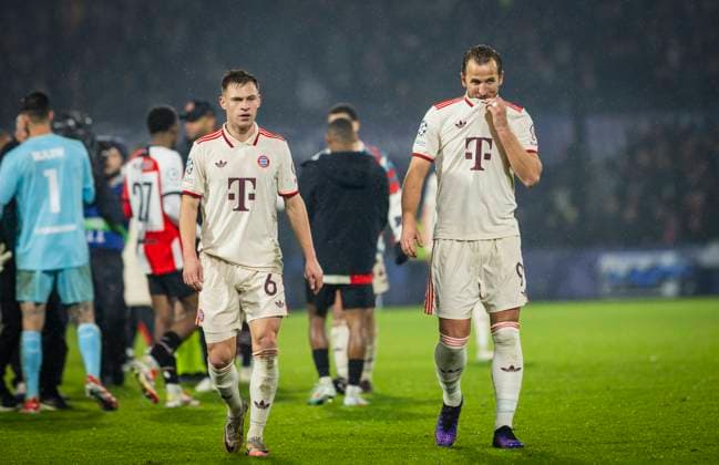 Rotterdam, Netherlands 22nd Jan 2025 Joshua Kimmich FCB Harry Kane FCB Feyenoord Rotterdam FC Bayern Munich Feyenoord Rotterdam FC Bayern Munich UEFA Champions League 22 01 2025