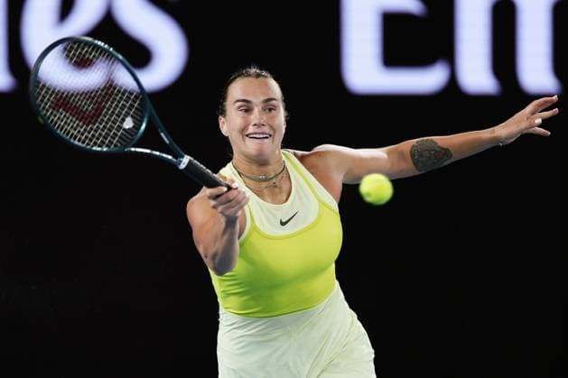 Aryna Sabalenka during her semi-final match against Badosa in the Rod Laver Arena Australian Open, Day Twelve, Tennis, Melbourne Park, Melbourne, Australia - 23 Jan 2025  Copyright: xEllaxLing Shutterstockx 15108783x
