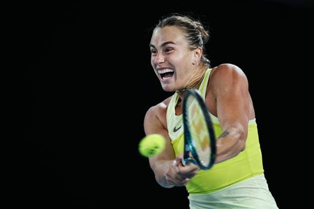 Sport Bilder des Tages Aryna Sabalenka during her semi-final match against Badosa in the Rod Laver Arena Australian Open, Day Twelve, Tennis, Melbourne Park, Melbourne, Australia - 23 Jan 2025  Copyright: xEllaxLing Shutterstockx 15108783ab