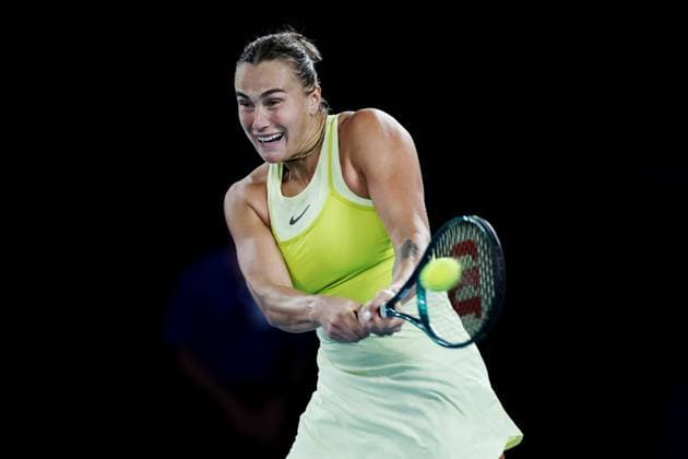 Aryna Sabalenka during her semi-final match against Badosa in the Rod Laver Arena Australian Open, Day Twelve, Tennis, Melbourne Park, Melbourne, Australia - 23 Jan 2025  Copyright: xEllaxLing Shutterstockx 15108783ac