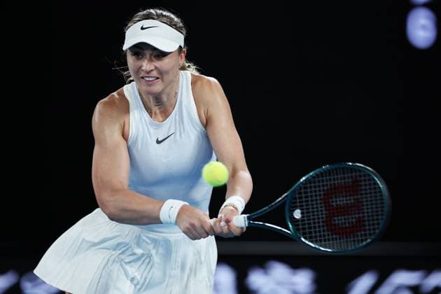 Paula Badosa during her semi-final match against Sabalenka in the Rod Laver Arena Australian Open, Day Twelve, Tennis, Melbourne Park, Melbourne, Australia - 23 Jan 2025  Copyright: xEllaxLing Shutterstockx 15108783aq