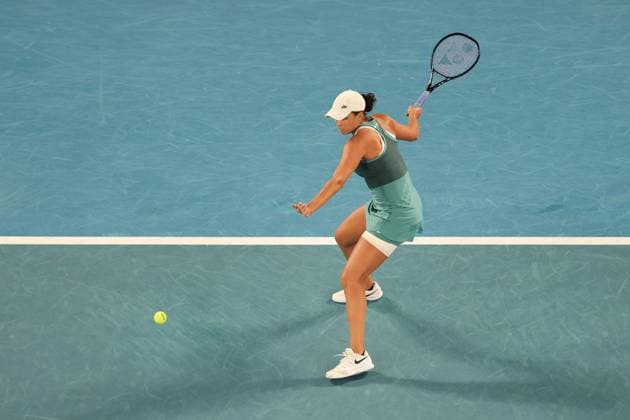 Madison Keys during her semi-final match against Swiatek in the Rod Laver Arena Australian Open, Day Twelve, Tennis, Melbourne Park, Melbourne, Australia - 23 Jan 2025  Copyright: xRachelxBach Shutterstockx 15108799dt