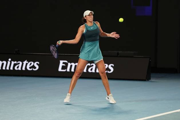 Madison Keys during her semi-final match against Swiatek in the Rod Laver Arena Australian Open, Day Twelve, Tennis, Melbourne Park, Melbourne, Australia - 23 Jan 2025  Copyright: xRachelxBach Shutterstockx 15108799fq