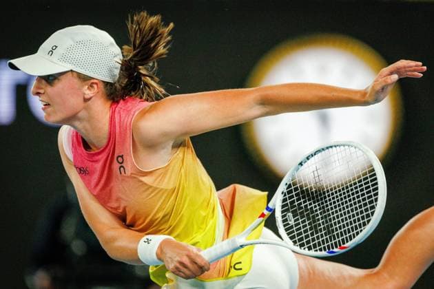 Polish Iga Swiatek pictured during a tennis match between US Keys and Polish Swiatek, in the semi finals of the women s singles at the Australian Open Grand Slam tennis tournament, Thursday 23 January 2025 in Melbourne Park, Melbourne, Australia. The 2025 edition of the Australian Grand Slam takes place from January 12th to January 26th. PATRICKxHAMILTON  x110993201x