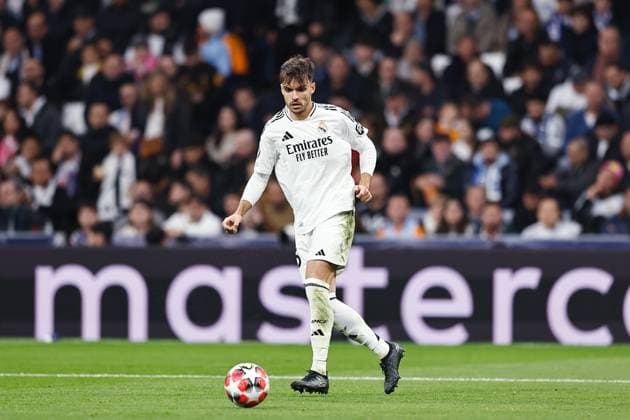 Raul Asencio (Real), JANUARY 22, 2025 - Football Soccer : UEFA Champions League league phase match day 7 between Real Madrid CF 5-1 FC Salzburg at the Estadio Santiago Bernabeu in Madrid, Spain. Noxthirdxpartyxsales  (279372565)
