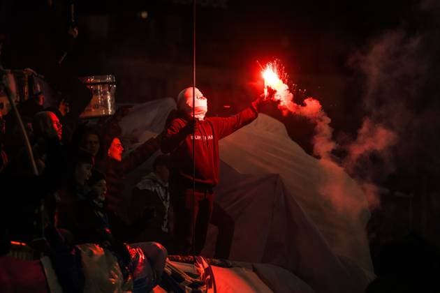 MALMO , 23-01-2025 , Malmo New stadium , season 2024 2025 , UEFA Europa league, Football. during the match Malmo - FC Twente, Fans of Malmo FFwith fireworks in the stands Malmo - Twente  x27525984x Copyright: