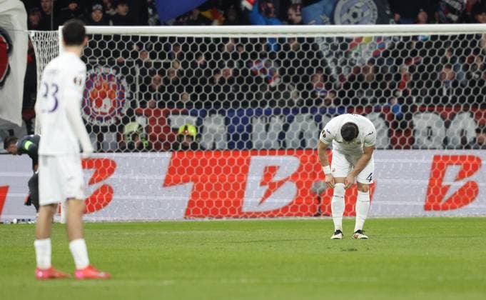 Anderlecht s Jan-Carlo Simic looks dejected during a soccer game between Czech soccer team Viktoria Plzen and Belgian soccer team RSC Anderlecht, Thursday 23 January 2025 in Plzen, Czech Republic, on day 7 8 of the group stage of the UEFA Europa League tournament. VIRGINIExLEFOUR  x111006553x