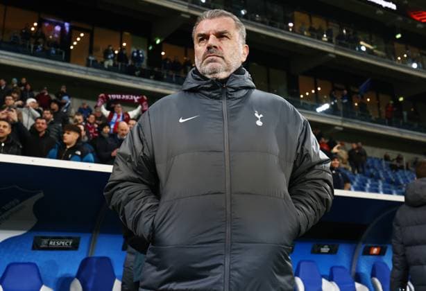 Tottenham Hotspur Manager Ange Postecoglou. Hoffenheim v Tottenham Hotspur, UEFA Europa League, Group Stage, Football, PreZero Arena, Sinsheim, Germany - 23 Jan 2024 EDITORIAL USE ONLY No use with unauthorised audio, video, data, fixture lists, club league logos or live services. Online in-match use limited to 120 images, no video emulation. No use in betting, games or single club league player publications. Copyright: xJamesxMarsh Shutterstockx 15108921ah