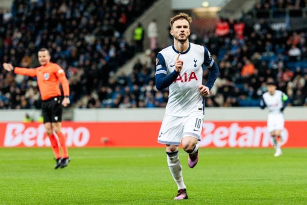 UEFA Europa League TSG 1899 Hoffenheim Tottenham Hotspur 23 01 2025 Cheers for 0 1 by James Maddison Tottenham Hotspur, 10 UEFA Europa League TSG 1899 Hoffenheim Tottenham Hotspur, Sinsheim, PreZero Arena on 23 01 2025 Copyright: xBEAUTIFULxSPORTS Wunderlx