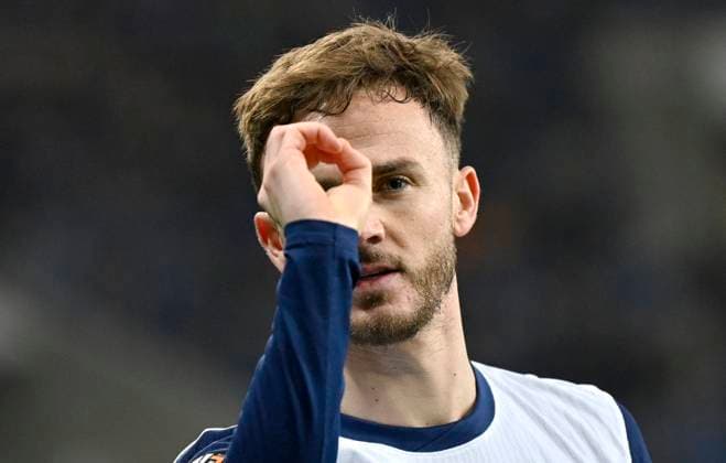 GOAL for 0 1 James Maddison Tottenham Hotspur Spurs 10 Goal celebration Gesture Gesture Darts TSG 1899 Hoffenheim vs Tottenham Hotspur Spurs 23 01 2025 DFL REGULATIONS PROHIBIT ANY USE OF PHOTOGRAPHS AS IMAGE SEQUENCES AND OR QUASI VIDEO TSG 1899 Hoffenheim vs Tottenham Hotspur