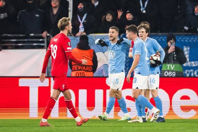 MALMO , 23-01-2025 , Malmo New stadium , season 2024 2025 , UEFA Europa league, Football. during the match Malmo - FC Twente, Gabriel Busanello of Malmo FF reacts Malmo - Twente  x27526571x Copyright: