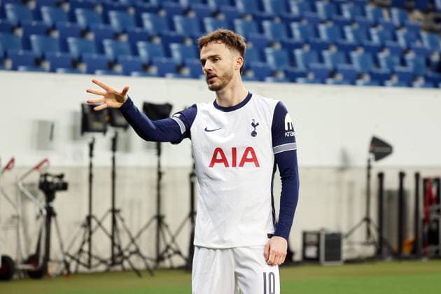 23 01 25 TSG 1899 Hoffenheim Tottenham Hotspurs Germany, Sinsheim, 23 01 2025, Football, UEFA Europa League, TSG 1899 Hoffenheim Tottenham Hotspurs James Maddison Tottenham Hotspurs Cheer Goal 0 1 Maddison