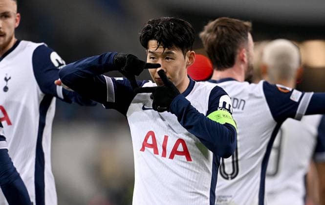 FOOTBALL EUROPE LEAGUE SEASON 2024 2025 Preliminary Round 7 Matchday TSG 1899 Hoffenheim Tottenham Hotspur 23 01 2025 Cheers after the goal for 0 2 by goal scorer Heung Min Son Tottenham Hotspur
