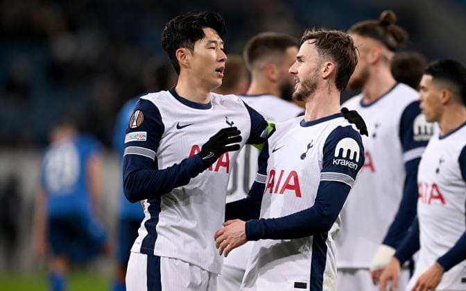 FOOTBALL EUROPE LEAGUE SEASON 2024 2025 Preliminary Round 7 Matchday TSG 1899 Hoffenheim Tottenham Hotspur 23 01 2025 Tottenham Hotspur celebrate after the goal to 0 2 , from left , by goal scorer Heung Min Son and James Maddison