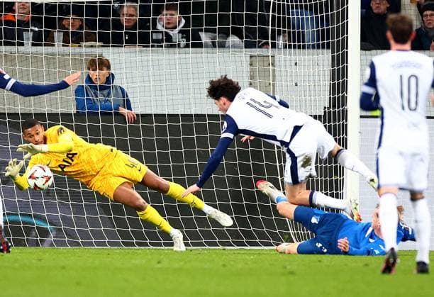 Brandon Austin of Tottenham Hotspur makes a save. Hoffenheim v Tottenham Hotspur, UEFA Europa League, Group Stage, Football, PreZero Arena, Sinsheim, Germany - 23 Jan 2024 EDITORIAL USE ONLY No use with unauthorised audio, video, data, fixture lists, club league logos or live services. Online in-match use limited to 120 images, no video emulation. No use in betting, games or single club league player publications.  Copyright: xJamesxMarsh Shutterstockx 15108921bj