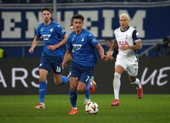 Europa League, TSG 1899 Hoffenheim vs Tottenham Hotspur 23 01 2025, PreZero Arena, Sinsheim, Europa League, TSG 1899 Hoffenheim vs Tottenham Hotspur , pictured Tom Bischof Hoffenheim nordphotoxGmbHx xBratic nph00250