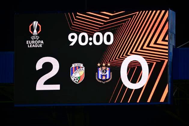 Viktoria Plzen v RSC Anderlecht - UEFA Europa League PLZEN, CZECH REPUBLIC - JANUARY 23 : illustration picture score board during the UEFA Europa League 2024 25 League Phase MD7 match between Viktoria Plzen and RSC Anderlecht on January 23, 2025 in Plzen, Czech Republic, 23 01 2025 Plzen Czech Republic  Copyright: xPeterxDexVoechtx
