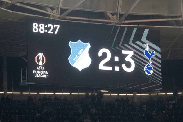 23 01 2025, xhfmx, Football UEFA Europa League, TSG 1899 Hoffenheim Tottenham Hotspur emspor, Final score at the PreZero Arena DFL DFB REGULATIONS PROHIBIT ANY USE OF PHOTOGRAPHS as IMAGE SEQUENCES and or QUASI VIDEO Sinsheim