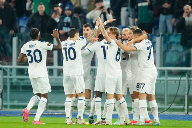 S.S. Lazio v Real Sociedad de Futbol - UEFA Europa League 2024 25 League Phase MD7 Mario Gila centre-back of Lazio and Spain celebrates after scoring his sides first goal during the UEFA Europa League 2024 25 League Phase MD7 match between S.S. Lazio and Real Sociedad de Futbol at Stadio Olimpico on January 23, 2025 in Rome, Italy. Rome Italy  Copyright: xJosexBretonx originalFilename:bretonhernandez-sslaziov250123_npHvH.jpg