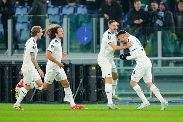 S.S. Lazio v Real Sociedad de Futbol - UEFA Europa League 2024 25 League Phase MD7 Mario Gila centre-back of Lazio and Spain celebrates after scoring his sides first goal during the UEFA Europa League 2024 25 League Phase MD7 match between S.S. Lazio and Real Sociedad de Futbol at Stadio Olimpico on January 23, 2025 in Rome, Italy. Rome Italy  Copyright: xJosexBretonx originalFilename:bretonhernandez-sslaziov250123_npjEo.jpg